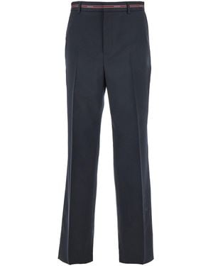 Gucci Pantalone Con Logo Lettering - Blu
