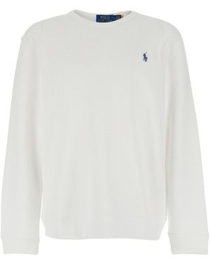 Polo Ralph Lauren Crewneck Sweatshirt With Embroidered Logo On F - White