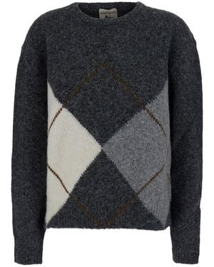 Semicouture Pullover Keira Argyle Pull With Diamond Motif - Black