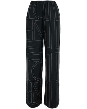 TOTEME Trousers Monogram Silk Pj Bottoms Trousers - Black