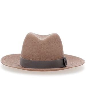 Brunello Cucinelli Bucket Hat With Wide Brim And Strap Detail On - Brown
