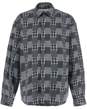 ERL Plaid Long Sleeved Shirt Woven Con Maniche Lunghe - Grigio