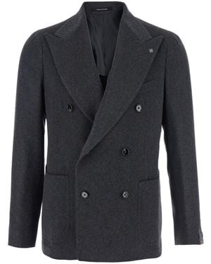 Tagliatore Double-Breasted Jacket With Peak Revers - Blue