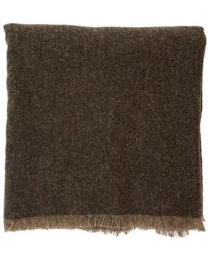 Brunello Cucinelli Scarf With Square Design And Fringed Edges In - Brown