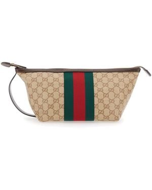 Gucci Clutch Con Cinturino Da Polso E Nastro Web - Bianco