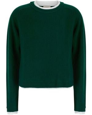 Semicouture 'Sarah' Jumper With Contrasting Round Neck - Green