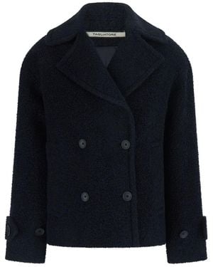 Tagliatore Double-Breasted Cropped Jacket With Wide Classic Lapel - Blue