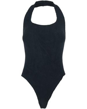 Hunza G 'Sandy' One-Piece Swimsuit With Halterneck And Open Rear - Blue