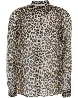 Jucca Shirt With All-Over Leopard Print - Gray