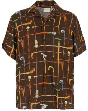 Drole de Monsieur 'La Chemise Cannes' Bowling Shirt With Cuban - Brown