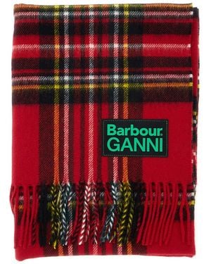 Barbour Scarf With Check Motif And Double Logo - Red