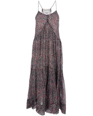 Isabel Marant 'Sabba' Long Dress With Straps And All-Over Pattern - Purple
