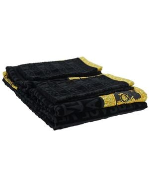 Versace Set Di Asciugamani Con Stampa Barocco, Cotone, Unis - Nero