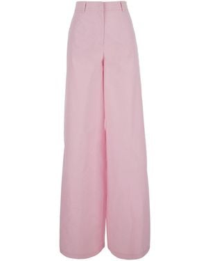 MSGM Popeline Pants High-Waisted Pants With Pockets For - Pink