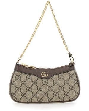 Gucci Shoulder Bag With Gg Plaque On The Front And Chain-Link Ha - Metallic