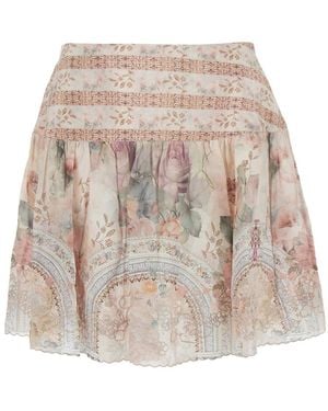 DREAM CATCHER Skirt 'Elena' With All-Over Floral Print - Natural