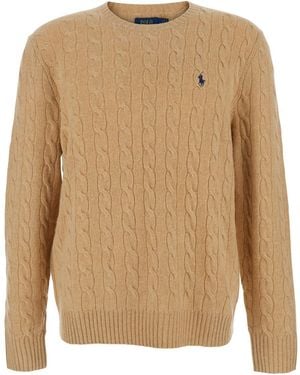 Polo Ralph Lauren Cable Neat Wool Casemere Sweater - Natural