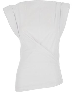 Isabel Marant 'Maisan' T-Shirt With Asymmetric Design And Logo Embroidery On The Back - White