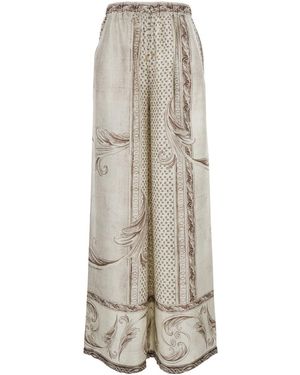 Max Mara 'Rive' Pants With All-Over Geometric Print - White