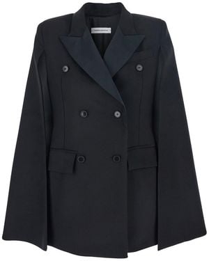Federica Bonifaci Oversize Jacket With Peak Revers And Long Wide - Black