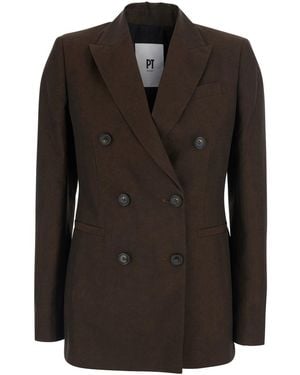 PT Torino 'Romy' Double-Breasted Jacket With Peak Revers - Black