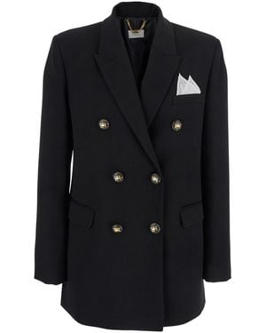 Elisabetta Franchi Double-Breasted Jacket With Notched Revers - Black
