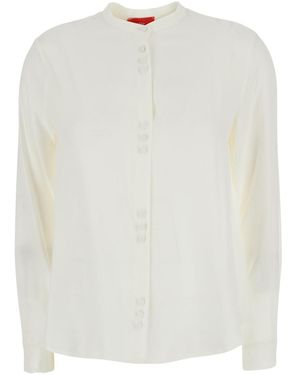 ..,merci Shirt "Cam030Pcoconut" With Traditional Collar And Long Sl - White