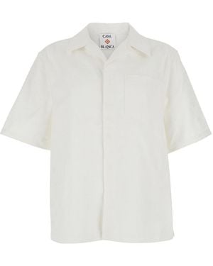 CASABLANCA Camicia Bowling Con Colletto Alla Cubana - Bianco