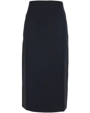 Twinset Skirt With Zip Closure On The Back And Logo Plate On The Back - Blue
