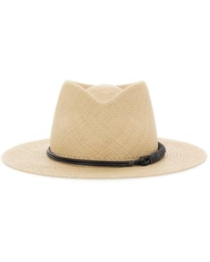 Brunello Cucinelli Bucket Hat With Wide Brim And Ribbon Detail I - Natural