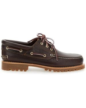 Timberland Loafers With Embossed Logo On The Side And Low Block Heel - Brown