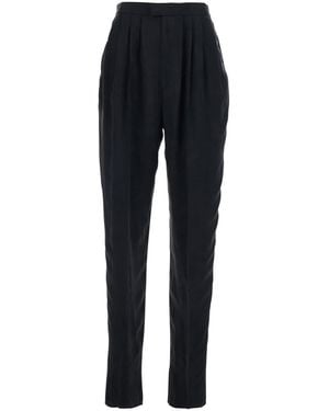 Saint Laurent High-Waisted Straight Leg Trousers - Blue