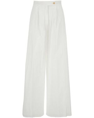 Semicouture Buddy Pants With Button And Zip Closure - White