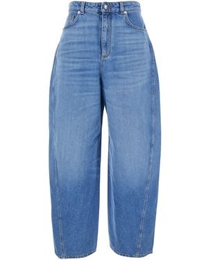 Givenchy Jeans With Logo Patch On The Rear And Wide Leg - Blue
