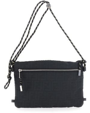Fendi Pouch With Rope Shoulder Strap And Zip Pocket On The Front - Black