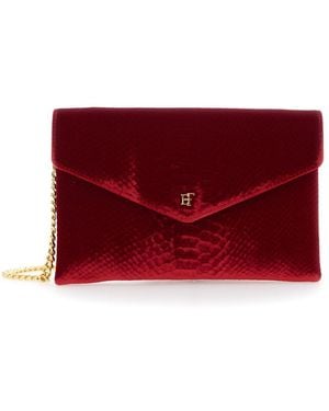 Elisabetta Franchi Borsa Mini Velvet Small Pochette Con Chiusura E Pat - Rosso