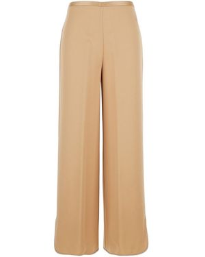 forte_forte Trousers With Rear Elastic Waist And Wide Leg - Natural