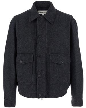 AFTER PRAY 'Classic A-2' Jacket With Classic Collar And Front Bu - Blue
