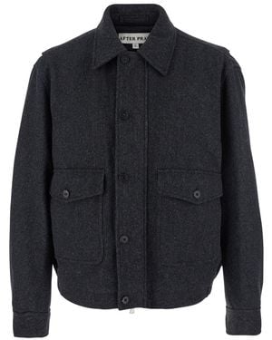 AFTER PRAY 'Classic A-2' Jacket With Classic Collar And Front Bu - Blue