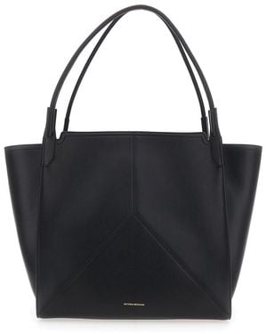 Victoria Beckham 'Victoria' Handbag With V Stitching On The Front And Embossed Logo Lettering On The Front - Black