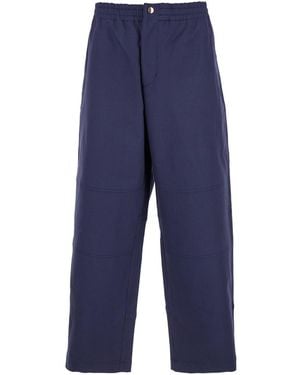 Moncler Genius Trousers With Elastic Waist And Logo Patch On The Rear - Blue