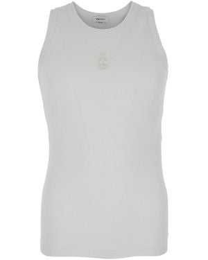 McQueen Top With Upside Down Skull Embroidery On The Front - Grey