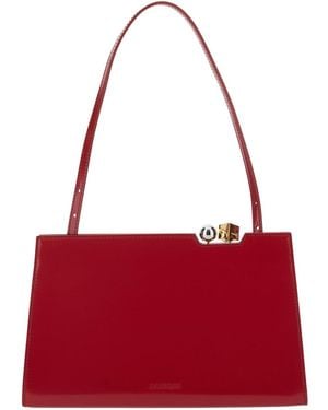 Jacquemus Le Salon Mini Leather Handbag With And Charm - Red
