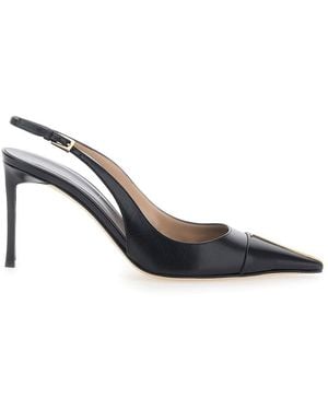 Tom Ford Slingback Court Shoes With High Heel And T Plate On The Front - Metallic