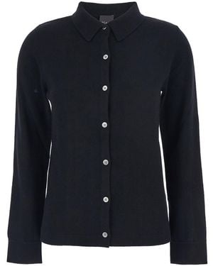 Plain Jumper With Polo Collar - Blue