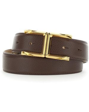 Elisabetta Franchi Belt Ct88S62E2644 With Metal Details Leather - Brown