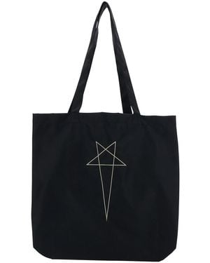 Rick Owens Shoulder Bag With Maxi Logo On The Front And Two Top Handles - Black
