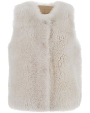 Suprema Shearling Vest With Collar And Front Closure For - White