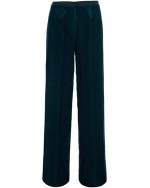 forte_forte High-Waisted Trousers With Two Side Pockets - Blue