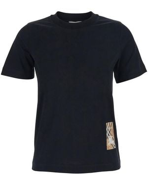 Burberry T-Shirt Con Applicazione Logo Sul Fronte - Nero